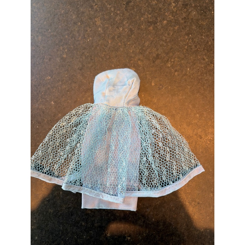 Vintage 1960s Barbie Doll Blue Lace Cape Wrap Jacket with Metal Snaps